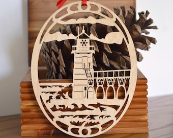 South Haven Pier Lighthouse ornament wooden decoration Woodcut lighthouse