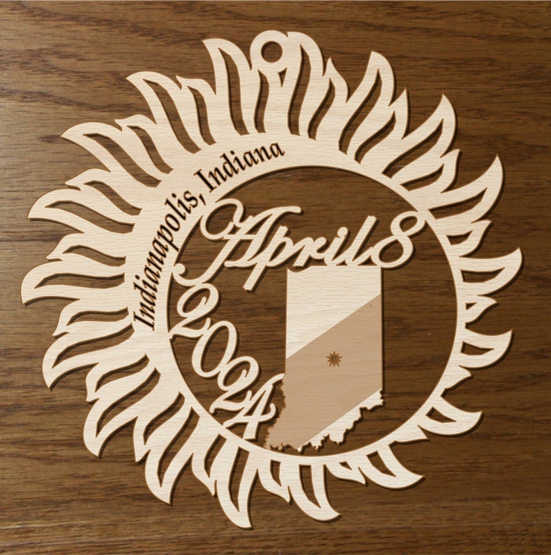 Ohio Total Solar Eclipse 2024 ornament wood cut decoration. Laser cut Ohio Solar Eclipse ornament Total Solar eclipse April 8, 2024 image 3