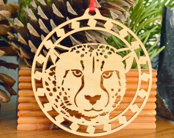 Cheetah ornament wood-cut large cat native to Africa