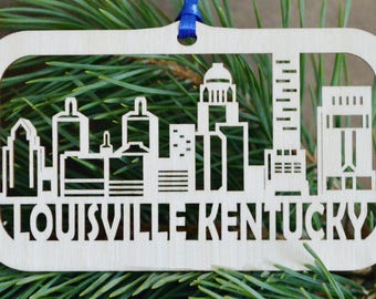 Wooden Louisville Kentucky skyline ornament wood-cut Louisville Skyline decoration Intricately cut City skyline