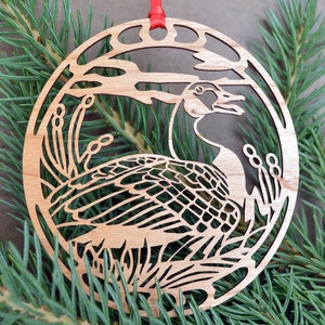 Wooden Bird ornament Canada Goose wood cut design woodcut Goose decoration