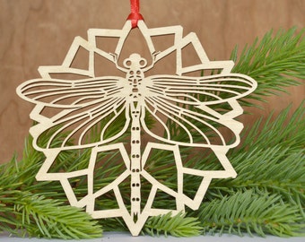 Dragonfly ornament, Wood dragonfly decoration, laser-cut wood dragonfly ornament