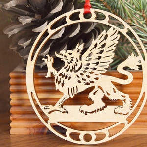 Griffin ornament wood-cut Griffon decoration woodcut Gryphon ornament image 4