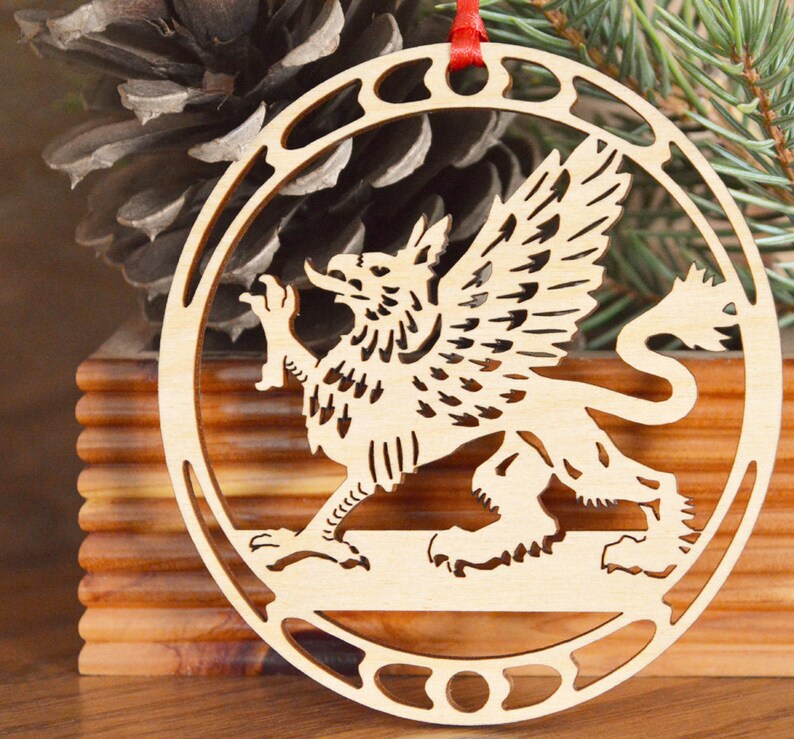 Griffin ornament wood-cut Griffon decoration woodcut Gryphon ornament image 4