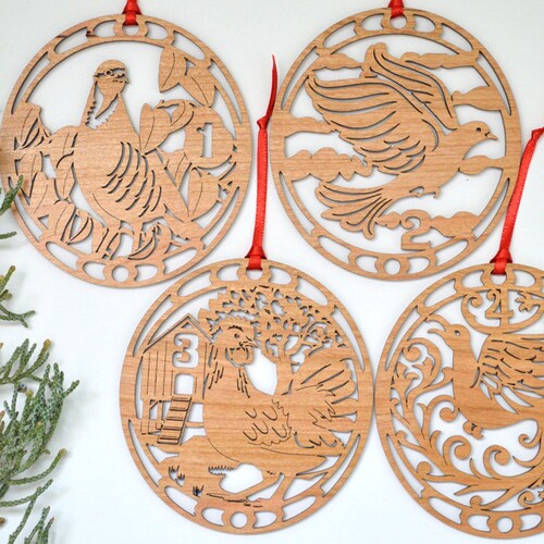12 days of christmas ornaments set classic christmas wooden etsy