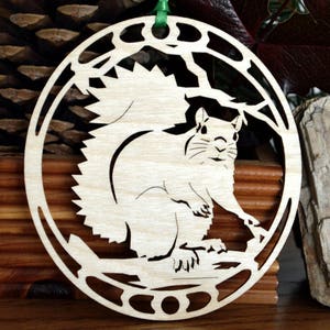 Wooden Squirrel ornament wood-cut Woodland Squirrel decoration Intricately cut Squirrel ornament