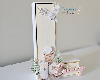 First Communion decoration, 3D cardstock letter, 8.5" tall , Holy Communion centerpiece, LIGHTWEIGHT item.