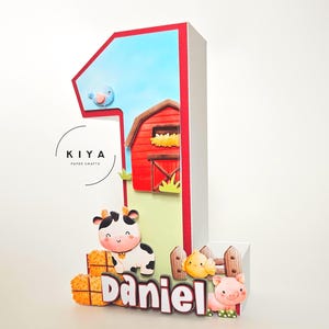 Farm Birthday decor /Farm animals/ Barnyard party decoration/3D Cardstock number/LIGHTWEIGHT item