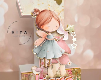 Personalized Fairy Garden 3D Layered Number - 8.5" Custom Birthday Table Decor - Woodland Fairy Party Prop - 3D Cardstock Decor
