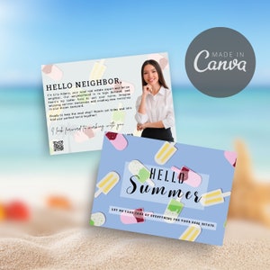 Ciao Summer Card / Cartolina estiva immobiliare / Cartoline per agenti immobiliari / Biglietto per agricoltori / Marketing immobiliare / Modificabile / Canva