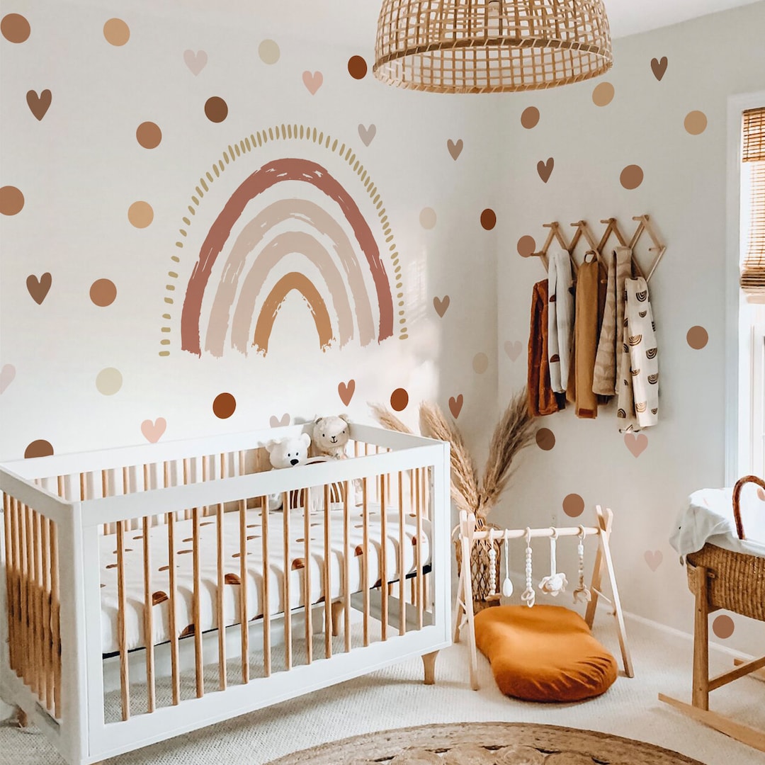 Wall Sticker Boho Rainbow With Dots and Hearts - Nursery and Kids Room ...