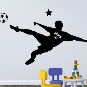 Wall Sticker Football with Name – Cool Sliding Silhouette | Kids Room & Boy Room Decor, Personalized Gift