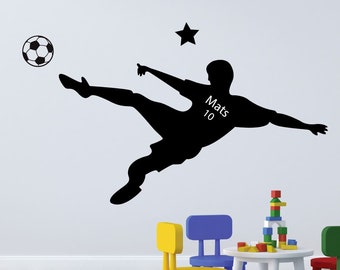 Wandtattoo cooles Fußball-Schieben mit Namen Junge Kinderzimmer