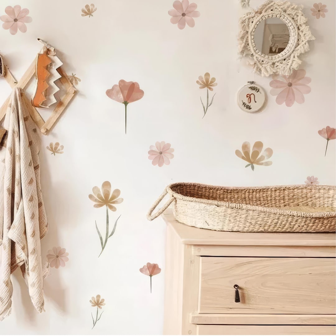 Boho Floral Wall Decals Kids Room | Removable | Nursery Wall Decals ...