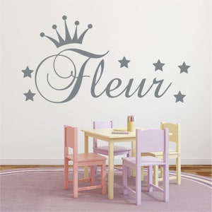 Wall sticker name with crown and stars children&#39;s room