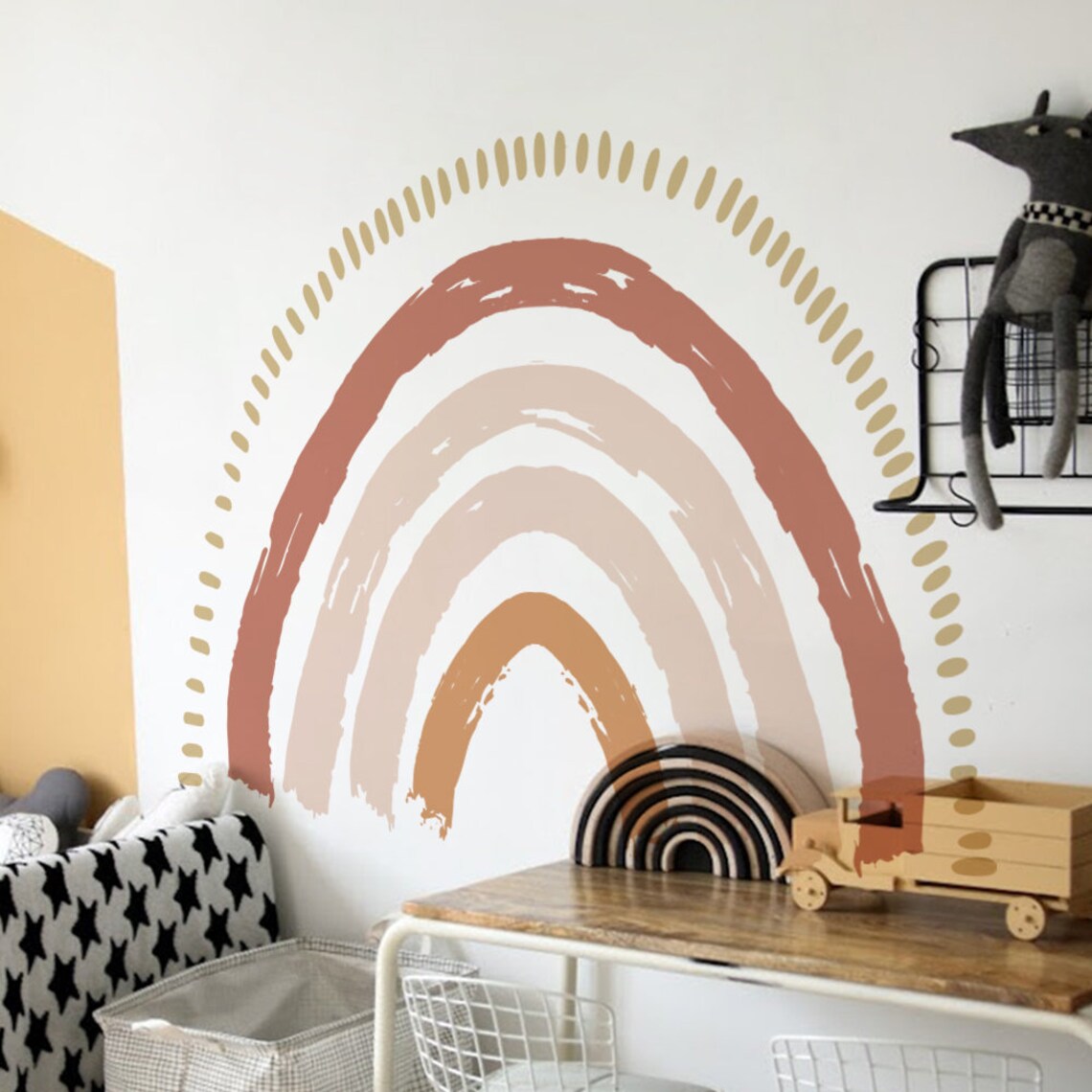 Wall Sticker Boho Rainbow With Dots and Hearts - Nursery and Kids Room ...