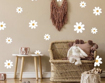 Stickerkamer® - Muursticker kinderkamer - Muurstickers babykamer - Madeliefjesprint set 16 stuks - Daisy bloemen set - Madeliefjes bloemen