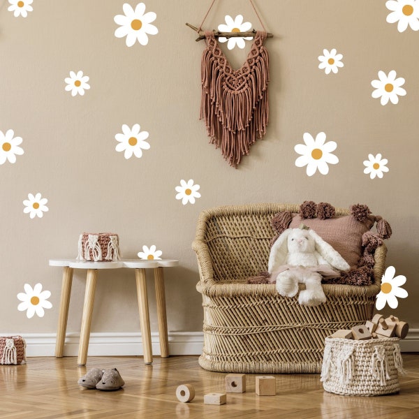 Stickerkamer® - Muursticker kinderkamer - Muurstickers babykamer - Madeliefjesprint set 16 stuks - Daisy bloemen set - Madeliefjes bloemen