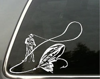 Fly Fishing Vinyl Decal © Laced up Decals SKU:Fly Fishing Big 33