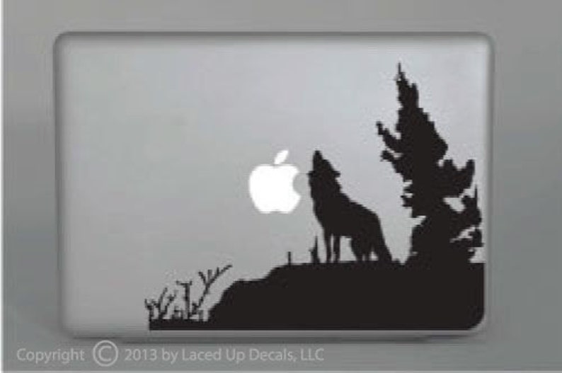 Wolf Howling Macbook Pro Vinyl Decal Sticker © Laced up Decals Etsy