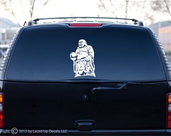 Happy Buddha Vinyl Decal Lg © 2013 Laced Up Decals SKU:Happy Fat Buddha Statue vinyl decal Lg