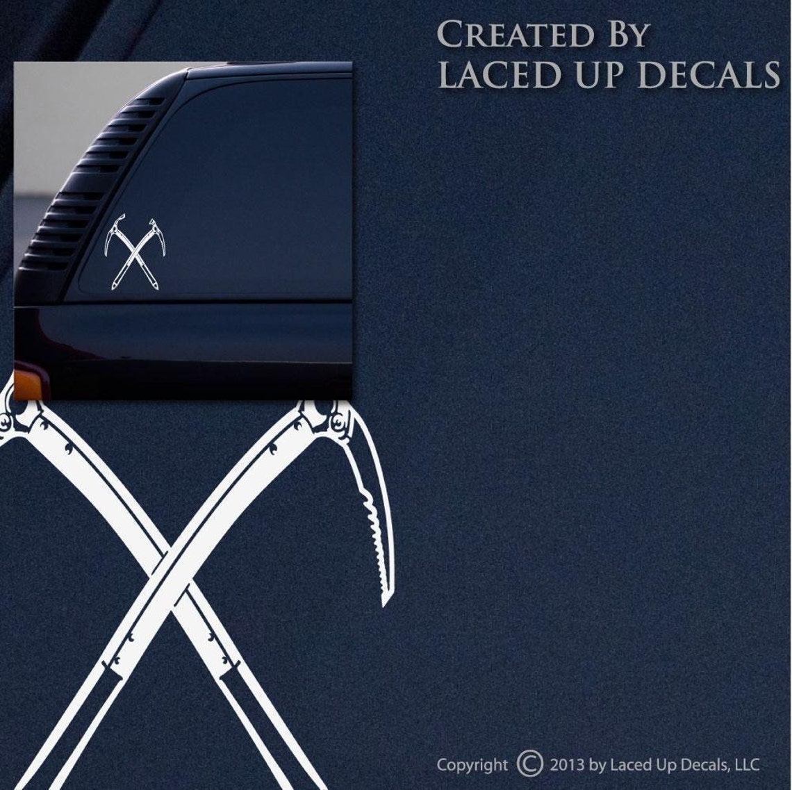 Crossed Ice Axes Vinyl Decal Small © 2013 Laced up Decals Etsy