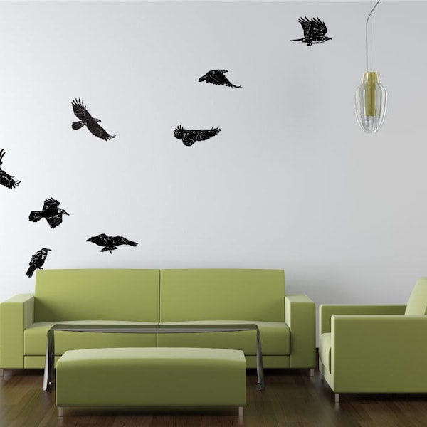 Crows Flying Huge Wall Vinyl Decal © 2013 Laced Up Decals SKU:Crows Flying Wall Decal