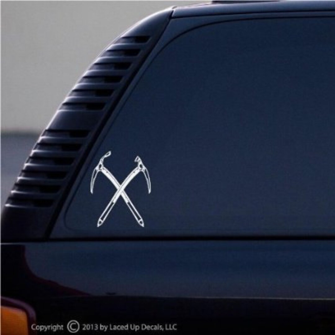 Crossed Ice Axes Vinyl Decal Small © 2013 Laced up Decals Skucrossed