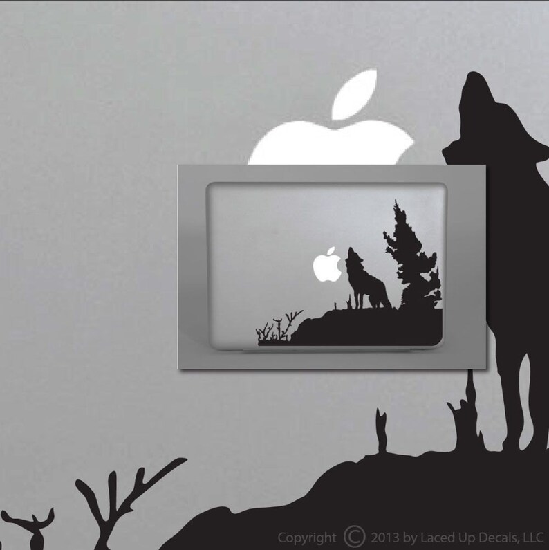 Wolf Howling Macbook Pro Vinyl Decal Sticker © Laced up Decals Etsy