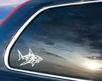 Geometric Shark White Vinyl Decal