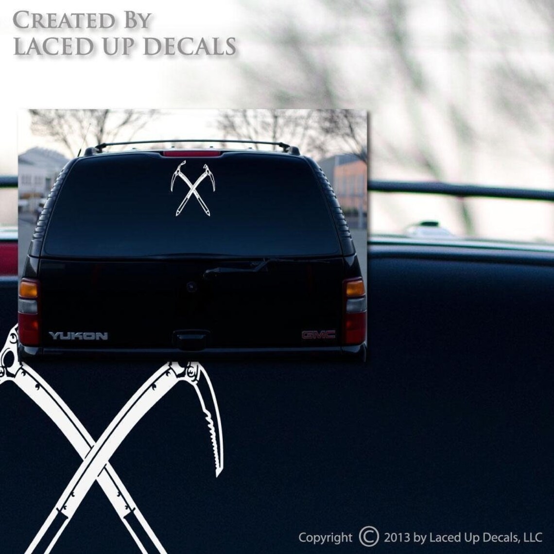 Crossed Ice Axes Vinyl Decal Big © 2013 Laced up Decals Etsy