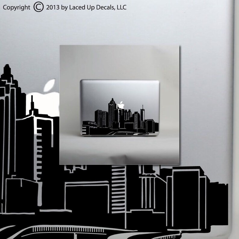 Atlanta skyline laptop skin vinyl decal © 2013 Laced Up Decals SKU:Atlanta skyline laptop skin image 2