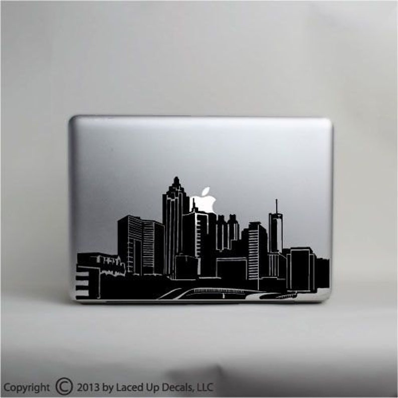 Atlanta skyline laptop skin vinyl decal © 2013 Laced Up Decals SKU:Atlanta skyline laptop skin image 1