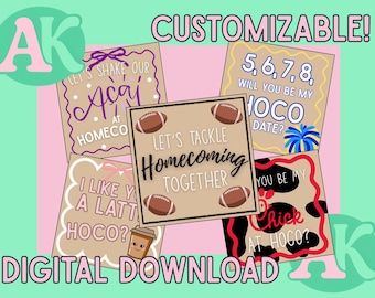 Homecoming Proposal Banner Templates: Editable HOCO Signs (36"x36")