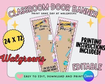 Welcome To My Class DOOR Banner Mockup | Digital Download File For Canva