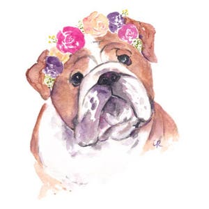 Bulldog print - bulldog watercolor - bulldog printable- whimsical dog art