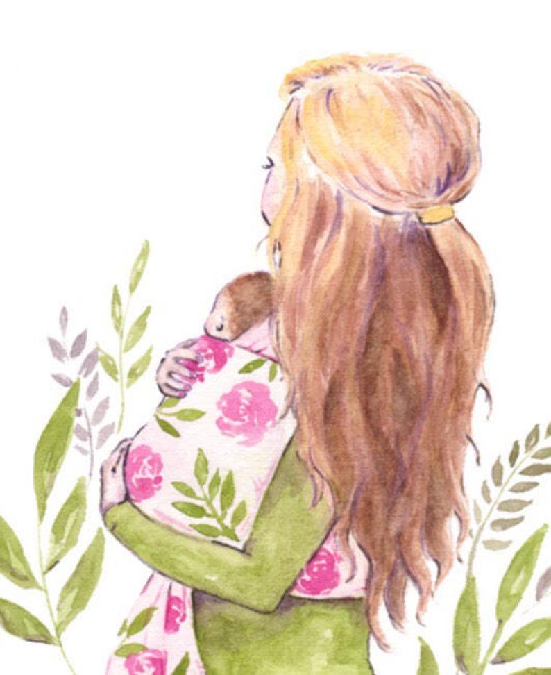 Motherhood Watercolor - Mother and Child Print - Mother and Baby Art ...