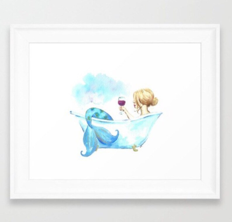 Bathroom Art Bathtub Mermaid Digital Printable - Etsy
