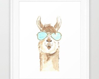 Sunglasses Llama printable - digital download - llama print - funny llama art - sunglasses art