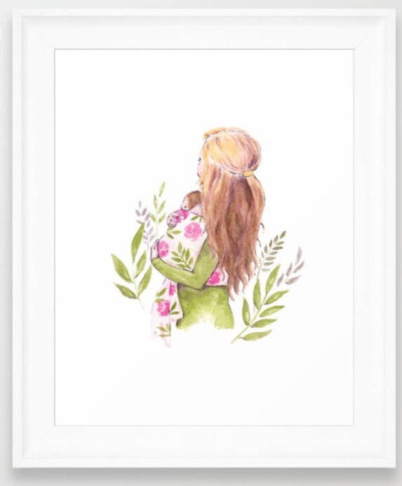 Motherhood Watercolor - Mother and Child Print - Mother and Baby Art ...