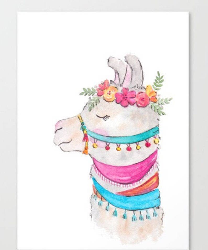 Llama Print - Llama Printable - Llama Nursery - Whimsical Animal Print ...