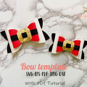 christmas bow svg file, santa claus bow cricut, girl bow cut file, pdf bow pattern for gift