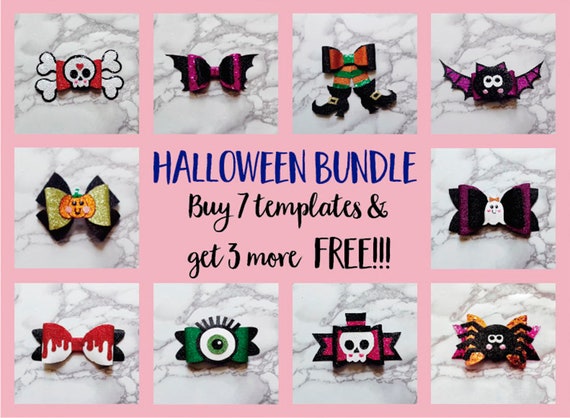 Set de plantillas para moños halloween Dia de brujas formato - Etsy México Set de plantillas para moños halloween Dia de brujas formato - Etsy México