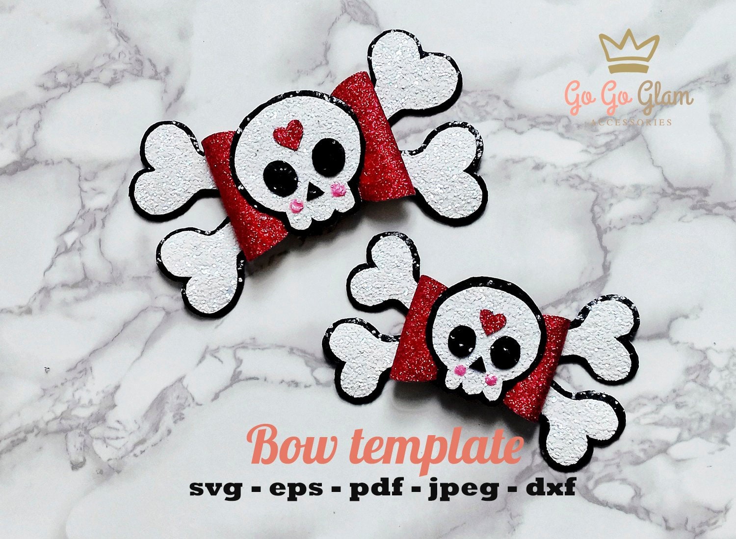 Skull Hairbow svg halloween svg bow halloween bow template | Etsy