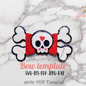 Skull Hairbow Svg, Halloween Svg Bow, Halloween Bow Template - Etsy