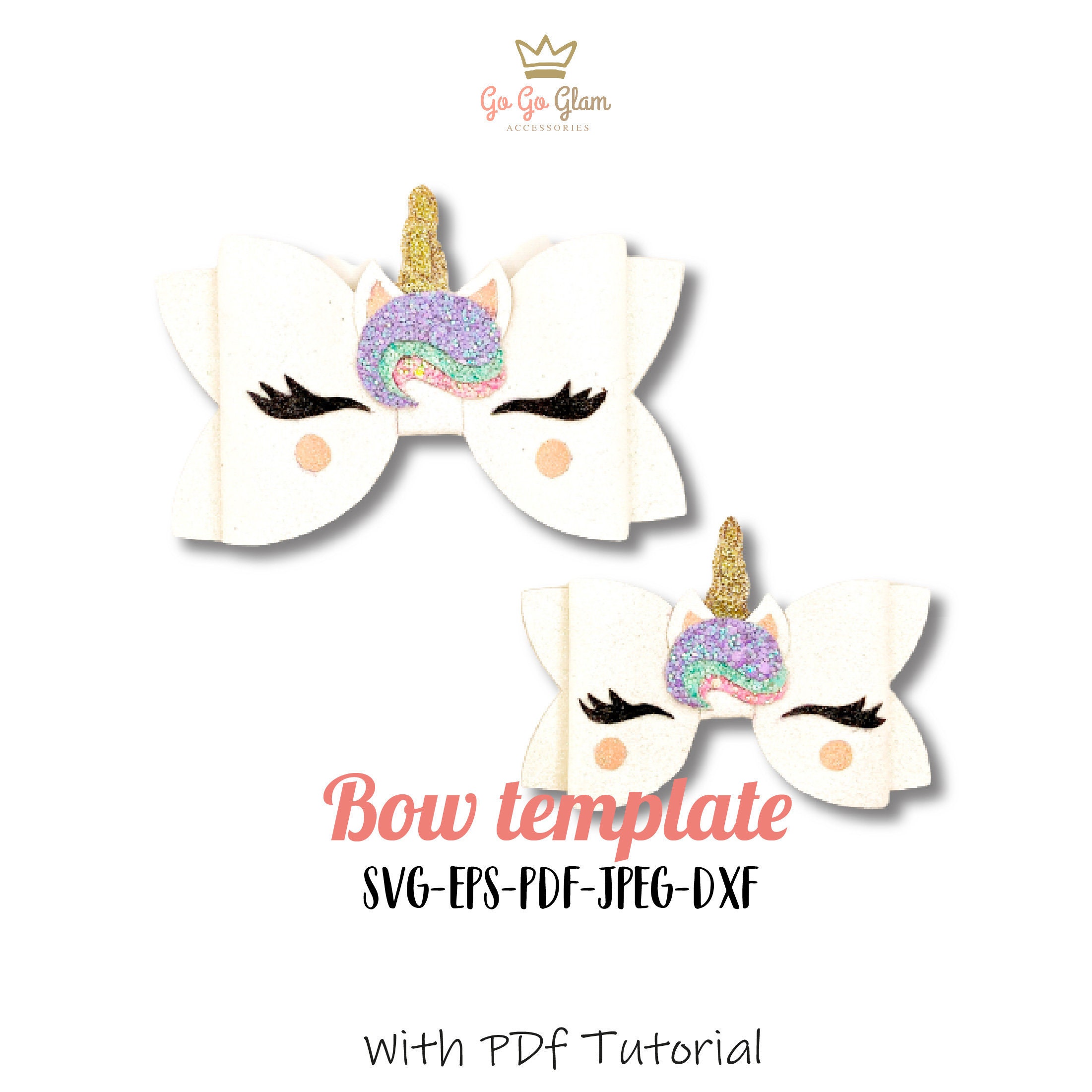 Download Unicorn Bow Template Svg Unicorn Hairbow Diy Faux Leather Etsy