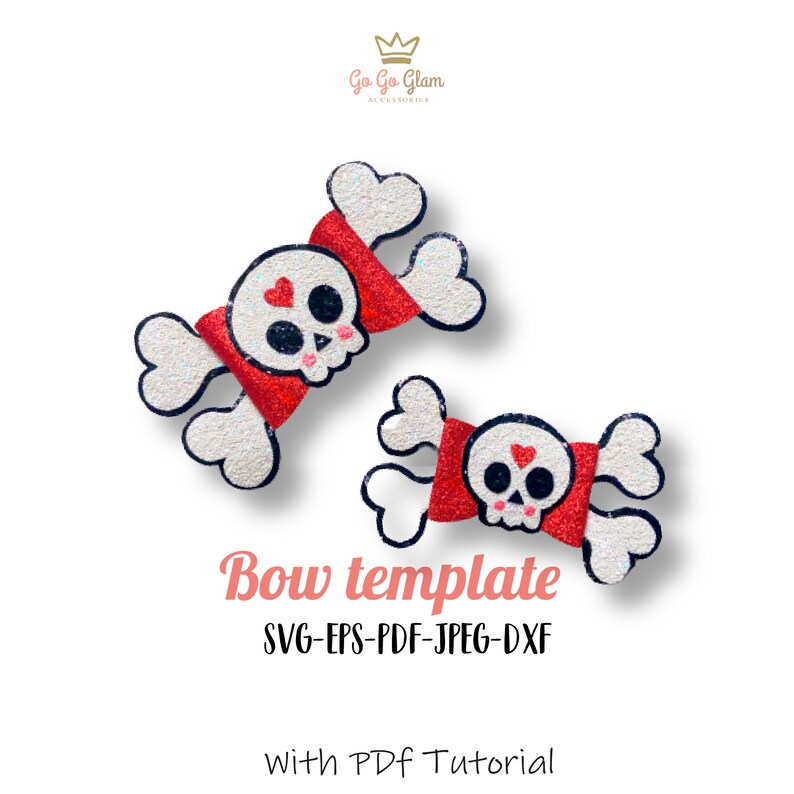 Skull Hairbow Svg Halloween Svg Bow Halloween Bow Template | Etsy
