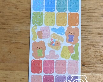 Sticker Sheet • Gummy Bears | Deco Stickers, Journal Stickers, Holographic Waterproof Vinyl Stickers, Hologlitter Stickers