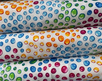 Rainbow Droplets Wideback on white background  by Blank Studios Fabric pre cut 108” x 108”