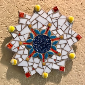 White mosaic mandala/mosaic wall art/ home decor/mandala wall decor